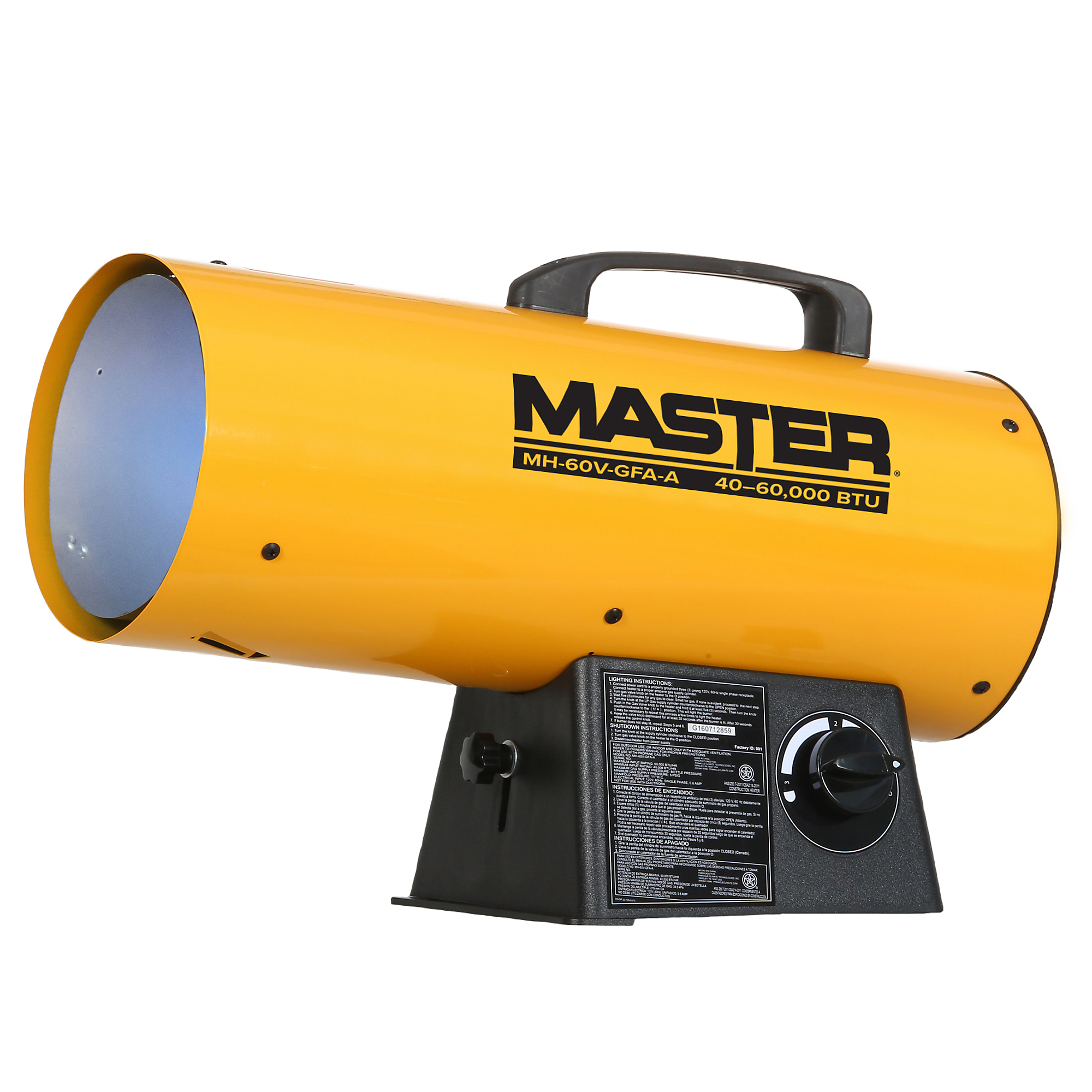MASTER, Master 60000 BTU GFA, Fuel Type Propane, Max. Heat Output 60000 Btu/hour, Model# MH-60V-GFA-A